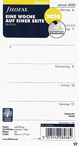 Filofax Personal Kalendereinlage 1 Woche auf 1 Seite (deutsch) 000020-68444