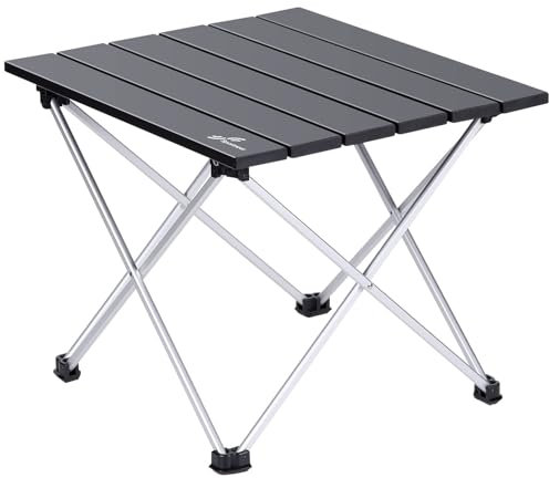 Sportneer Campingtisch Klapptisch Camping, Aluminium Klapptisch Camping Tisch Faltbarer Picknick-Tisch Tragbarer Gartentisch für Camping Picknick Kochen Garten Wandern Reisen,S,Schwarz