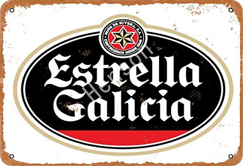 Henson Estrella Galicia Beer Vintage Tin Sign Logo 12 * 8 inches Advertising Eye-Catching Wall Decoration
