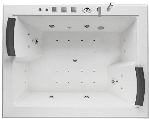 Jet-Line® | Whirlpool Eck Badewanne | Whirlwanne | XXL Wanne Babilon II | Spa | 2 Personen | Bad | Wanne | Pool | Heizung | Wasser | Luftdüsen | LED | Vollausstattung