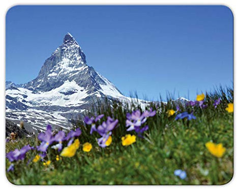 Addies Mousepad 'Alpen' schönes Mauspad Motiv in feiner Cellophan Geschenk-Verpackung mit Kautschuk Untermaterial, 24x19cm - MP03