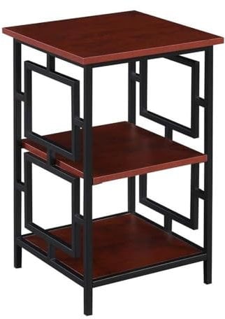 Convenience Concepts Town - Tavolino quadrato con struttura in metallo, colore: ciliegia/nero