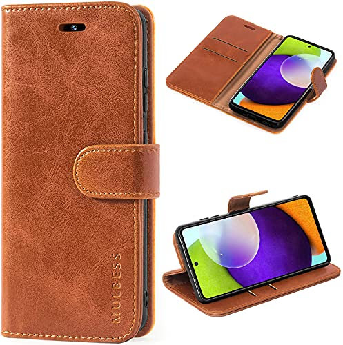 Mulbess Handyhülle für Samsung Galaxy A52S Hülle Leder, Samsung Galaxy A52 Handy Hüllen, Vintage Flip Handytasche Schutzhülle für Samsung Galaxy A52S 5G Case, Braun