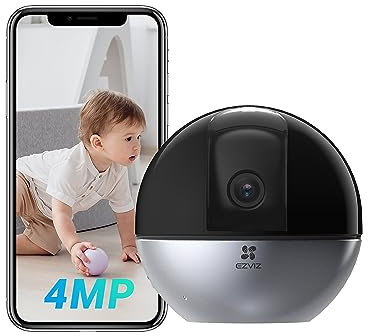 EZVIZ Telecamera PTZ per interni da 4 MP con rilevamento umano AI, sicurezza Pan Tilt 2K, monitor per bambini/animali domestici, visione notturna, monitoraggio del movimento | C6W