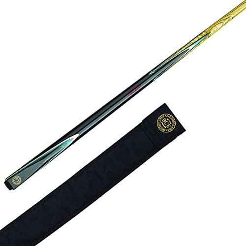 BCE Unisex-Adult Mark Selby 2 Piece North American Ash Cue-145cm-9.5mm Tip with Classic case Snooker English Pool Cue, Black Butt/Natural Wood Shaft, 57 (145cm)