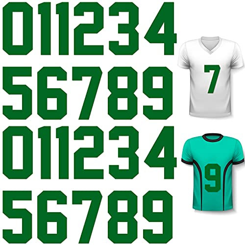 22 Pieces Iron on Numbers T-Shirt Heat Transfer Numbers 0 to 9 Jersey Numbers Soft Flock Iron-on Numbers for Team Uniform Sports T-Shirt Football Basketball Baseball (8 Inch, Green)