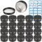 ZEOABSY 50 Pièces 80ml Pots en Aluminium Vide Rond Noir Mat Petit Cosmétiques Pot Conteneurs for Fait Main Bougies Crème Baume Voyage, 5X Spatule, 2X Étiquettes
