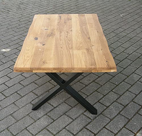 Elfo Couchtisch Baumkante durchgehende Lamelle 110 x 47 x 70 cm (B/H/T) mit X-Gestell