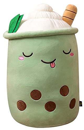 Uposao Bubble Tea Plüschtier, 23CM Kuscheltier Plushie Gefülltes Cup-förmiges Dekorative Kissen Milchtee Softpuppe Kinder Plüsch Spielzeug Geschenk für Weihnachten, Geburtstag,Grün