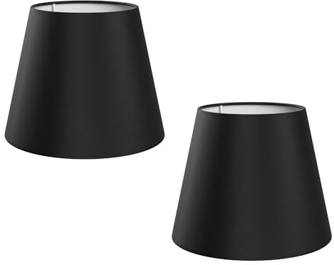 ledscom.de 2 Stück Lampenschirm, Leinen, Textil, Stoff, schwarz, 200mm Ø