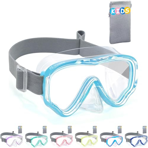 Vvinca Kids Swim Goggles with Nose Cover, Anti-Fog, Ages 3-14 | Elastic Fabric Strap, Shatter-Resistant Lens, Diving Mask Fit