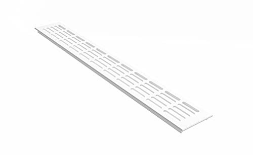 MS Beschläge Rejilla de ventilación de aluminio con recubrimiento en polvo, color blanco, RAL9016, 80 mm de ancho, cubierta de ventilación para encimera, rejilla de ventilación de aire de entrada