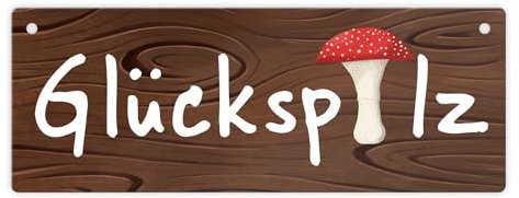 Glückspilz Metallschild in Holzoptik als kleines Geschenk für echte Glückspilze oder einfach als nette Dekoration für den Herbst