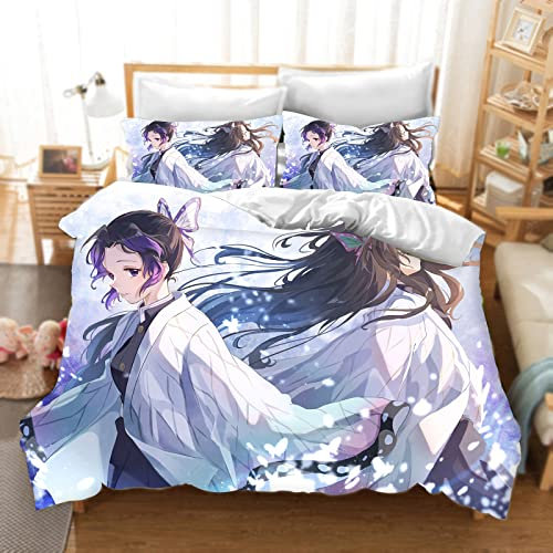 DDONVG Demon Bettwäsche 135x200 Japan Anime Bettbezug Set Kinder Mikrofaser Bettwäsche Mit Reißverschluss Und Kissenbezug (9,135 X 200 cm 50 x 75 x 1)
