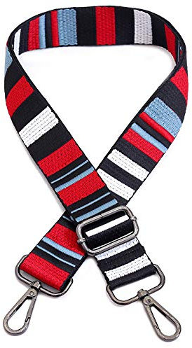 Taschengurt Boho Verstellbar Schulterriemen für Taschen, 80-140cm Ersatz Trageriemen mit Karabiner 3.8cm Breiter Schultergurt Umhängegurt Taschenhenkel für Damen DIY Taschen Handtaschen,Schwarz Rot