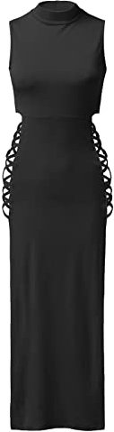 Modaworld Sexy Kleid Damen für Party, Sexy Outfit für Damen, Sexy Kleid für die Clubnacht, lässiges schwarzes Split-Cocktailparty-Clubkleid mit hohem Schlitz