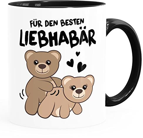 Moonworks® Kaffee-Tasse Liebe lustig Bär Geschenk Partner Mann Liebhaber Jahrestag Valentinstag weiß-innen-schwarz standard