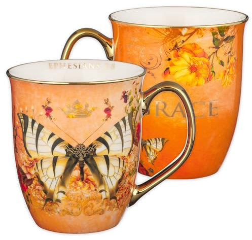 Grace Orange Butterfly Ceramic Coffee Mug