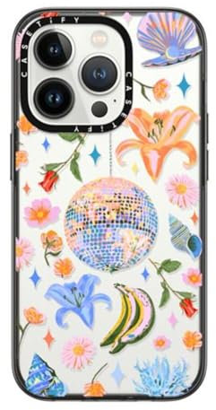 CASETiFY Compact iPhone 14 Pro Case [2X Military Grade Drop Tested / 4ft Drop Protection] - Disco Magic - Clear Black