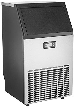 Commercial Ice Maker Machine, 80Lbs/24H Stainless Steel Under Counter Ice Machine Freestanding Ice Maker Machine