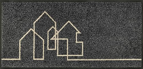 wash+dry Fußmatte, Linestreet 35x75cm, innen und außen, waschbar, Grau