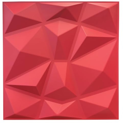 3D Paneele PVC Kunststoffpaneele Wandpaneele Gaming Zimmer Wand Decke 3D Optik Diamant (40) PVC 3D Platten, D094 Rot