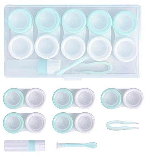 xianynow 2 Pieces Contact Lens Case Box Portable Hygiene Contact Lens Case Portable Contact Lens Container Kit and Tweezers Stick Bottle Solution, A, Travel Belt