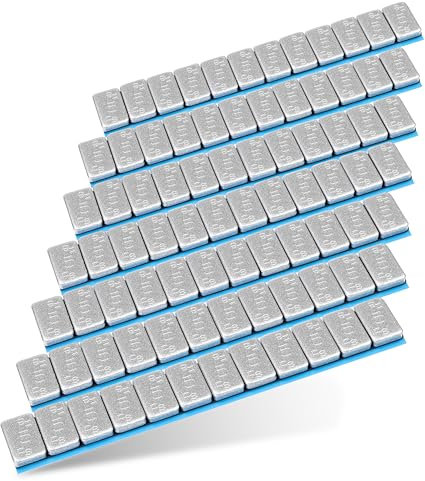 HASKYY 7 pesos de equilibrio, 12 x 5 g, pesos adhesivos, barras adhesivas, 60 g, color plateado