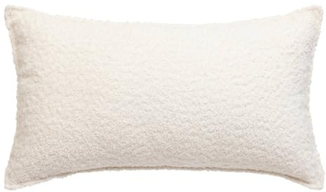 Atmosphera – Soana Rechteckiges Kissen, Elfenbeinweiß, 50 x 30 cm, Bouclé-Struktur, Abnehmbarer Bezug – Für Sofa, Wohnzimmer, Schlafzimmer