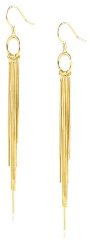 ALEXCRAFT Gold Lange Quasten Ohrringe Ohrstecker für Damen, Hypoallergene Silber 925 Lange Ohrringe 14 Karat vergoldete Quasten Ohrstecker Statement Ohrringe Schmuck Geschenk für Damen 85 mm