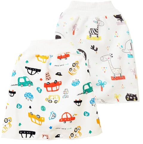 AOOPOO 2 Stück Baby Windelrock Windelhose Töpfchen Trainingshose für Kinder Töpfchentraining Jungen Mädchen Baumwolle wasserdichte Baby Lernhose Trainerhosen Waschbare Kleinkind Töpfchen Hosen