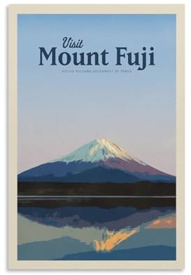Jdheeh Mount Fuji Vintage-Reiseposter, Leinwand-Kunst-Poster, Wanddekoration, Poster, 20 x 30 cm