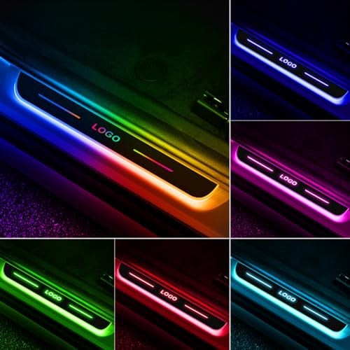 4 Pcs Led Door Sill Lights, 7 Preset Lighting Colors, Car Threshold Strip, Wireless Ambient Light For Everyone