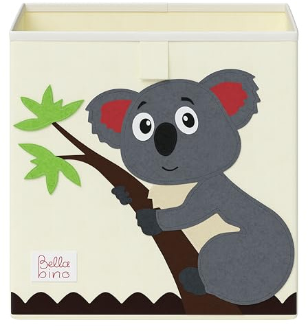 Bellabino Kinder Aufbewahrungsbox Helme, Spielzeugbox für Kinderzimmer, Spielzeug Box, Spielzeug Aufbewahrung Motiv Koala, Maße 30x30x30 cm