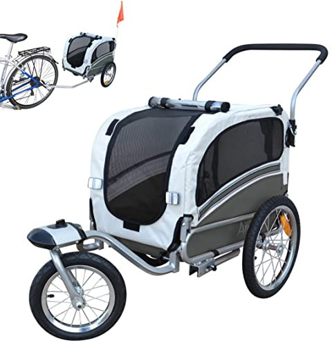 PAPILIOSHOP Argo – Klappbarer Hundeanhänger, Hundewagen und Fahrradanhänger für Hunde in S, M, L, Stabil und Belüftet, Ideal für Tiertransport und Outdoor-Aktivitäten (Grau S)