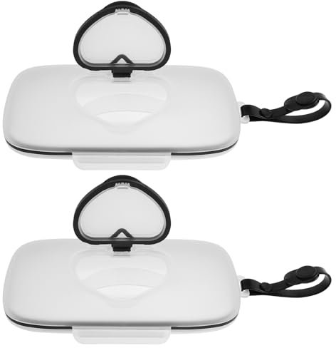 2Pcs Wipes Dispenser Case Portable Baby Wet Wipes Box Tissue Storage Box Case with Sealing Design Lids Refillable Plastic Wipe Container Box Baby Wipes Holder for Baby Adult Bathroom Travel