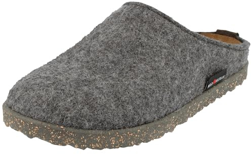HAFLINGER Damen Pantoffel Herren Filz Hausschuh Manhattan Clog 391001, Größe:41 EU, Farbe:Grau