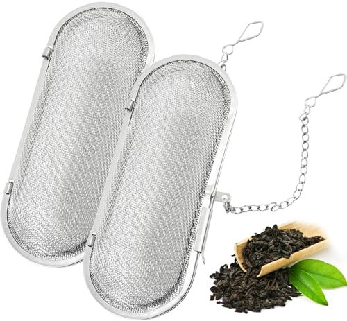 2 Stück Gewürzsieb zum Mitkochen,Gewürzei,Teeei Edelstahl,Teesieb für losen Tee,Teefilter mit Kette,Teaballs Set,Gewürzsäckchen zum Kochen,Gewürzkugel,Teekugel,Tea Strainer,für Gewürz/Tee Sieb Zubehör