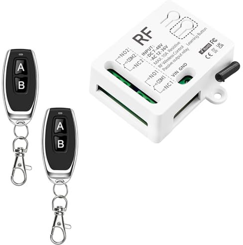 Tedeligo Interruptor De Controlo Remoto Inalámbrico, DC 12V 24V O CA12V 24V 10A 2Canales Recetor De Relé E 2 Transmissores Para Luz, Motor De Portón, Sistema De Puerta De Garaje