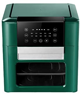 Heißluftfritteusen, 12 l Heißluftfritteuse ohne Öl, Fritteuse, Ofen, Toaster, doppelschichtiges Sichtfenster, LCD-Touchscreen, Konvektionsofen, Hähnchenfritteuse (Farbe: Grün, Größe: UK) Ambitious To