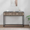 Gecheer Table Console Noir 105x30x75 cm Bois d'ingénierie et Fer, Meuble d’entrée avec 3 Tiroirs, Table de Bout de Canapé pour Salon, Entrée, Couloir ou Salle à Manger