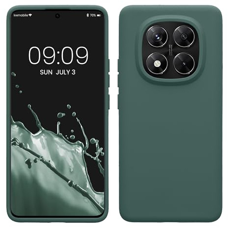 kwmobile Handyhülle für Xiaomi Redmi Note 14 Pro 5G / Redmi Note 14 Pro+ 5G / Poco X7 Hülle - Case Silikon - Kabelloses Laden - Schutzhülle Cover in Blaugrün