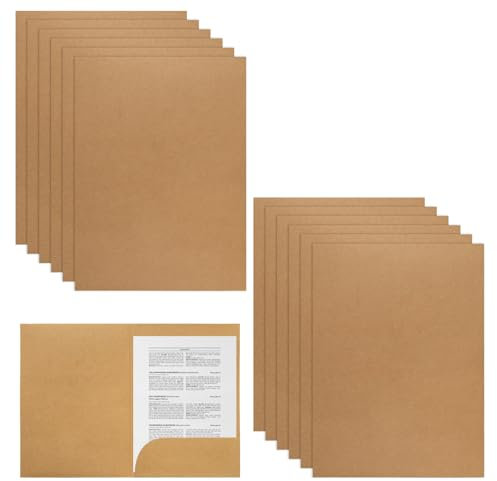 Aupawdy 12er Kraftpapier Mappe in A4 Format, Präsentationsmappe Folder, Dokumentenmappe Mit Visitenkartenschlitz, Aktentasche, Besprechungen, Berichte Geeignet für Büros, Schulen usw.