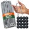 PORTENTUM Grapas Césped Artificial 100 Uds + 16 Arandelas – Piquetas Camping Suelo Duro, Estacas para Tomateras, Piquetas Camping, Grapas Malla Antihierbas y Césped Artificial
