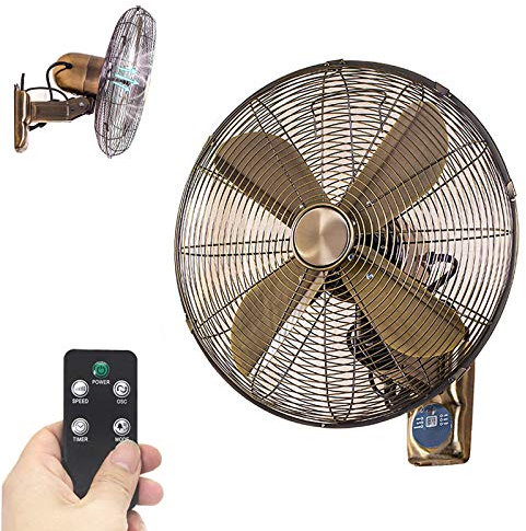 SaryEdge Wall Mounted Fan, Energy Efficient Silent Fan with Remote Control for Home/Office, 18In(Black,bronze,silver-18In(50 X 55 * 30cm)