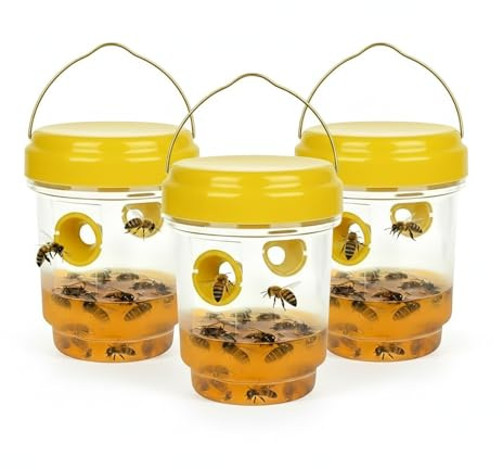 3 Stück Wespenfalle,Wespenfalle für draußen Wespen vertreiben Mittel gegen Wespen Wespenabwehr zum Aufstellen und Aufhängen 360 Grad Wirkung, ø9x13cm Insektenfalle Fliegenfänger Mückenfall
