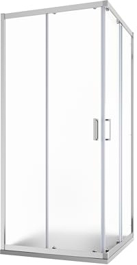 Box Doccia Angolare Due Ante Scorrevoli Cristallo Temperato 6mm Profili Squadrati Cromati Altezza 185 cm - Tonga (Vetro Opaco, 90x90)