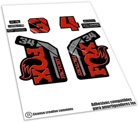 Rif:VP638 Adesivi compatibili con forcella FOX- 34 KASHIMA 2025 MTB, adesivi, adesivi, vinili per mountain bike. (ROSSO)