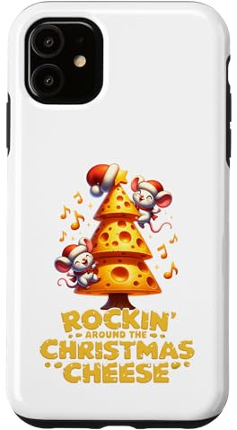 Rockin Around The Christmas Cheese Funny Cute Mice Case for iPhone 11