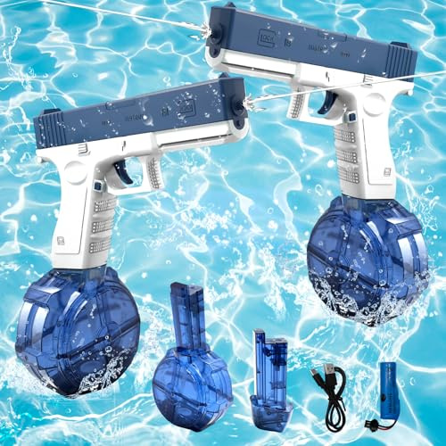 2 PCS Electric Water Guns Kids,32 FT Powerful Water Pistols for Kids Adults,Water Blaster Pistols with Rechargeable
